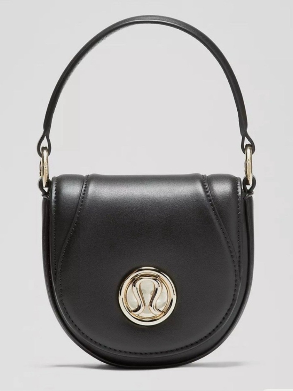 NWT Lululemon Black Leather Bag with Gold Hardware, Crossbody Strap & Dust Bag